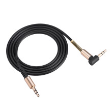 Audio kábel3,5 mm-es apa-apa, derékszögű L alakú kábel rugós csatlakozóval és aranyozott csatlakozóval, TPE anyag a tartós és rugalmas