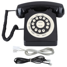 Vaste telefoon met snoer in vintage stijl, retro bureautelefoon met authentieke bel en traditionele draaischijf - Universeel ontwerp