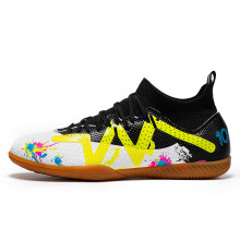(WHITE, 37) High-top indoor flat soccer shoes for five-a-side training, suitable for both men and women, featuring a non-slip design.