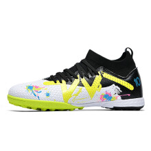 (Ivory, 36) High-top football shoes with studded TF and long-stud FG options, unisex styles available in 4 colors for training use. football