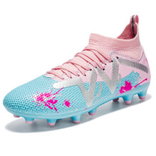 (Pink, 35) High-top football shoes with studded TF and long-stud FG options, unisex styles available in 4 colors for training use. football