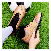 (Gold, 44) Outdoor sports men's and women's professional competition soccer shoes; long spikes for artificial grass