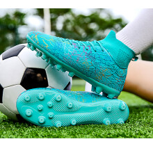 (Blue, 37) Outdoor sports men's and women's professional competition soccer shoes; long spikes for artificial grass