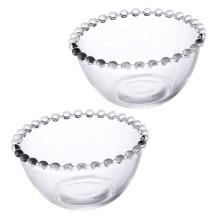2Pcs Glass Salad Bowls Clear MultiPurpose Serving for Fruit Yogurt Dessert Parties Catering