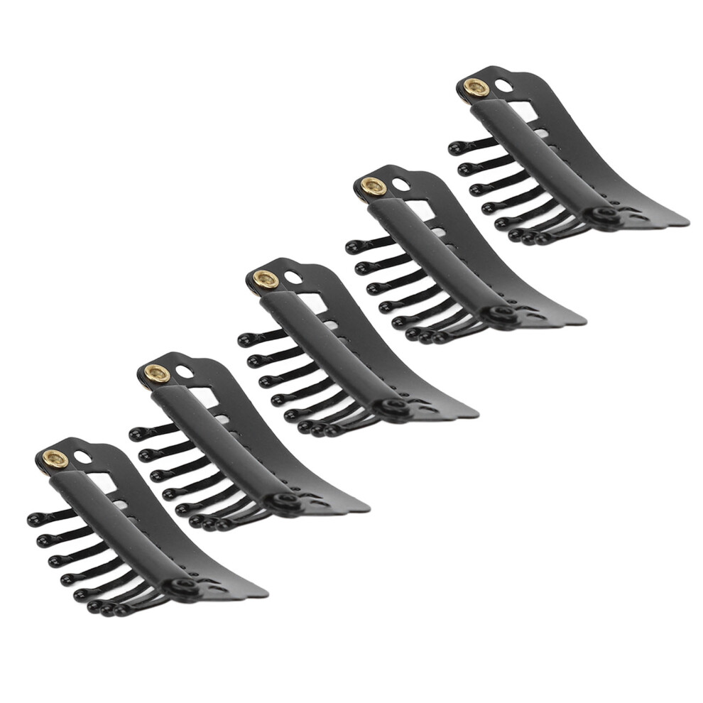 Unisex Black 50 Pcs Hair Clips Stainless Steel Snap Comb Wig Attachments 8 Teeth 1.1In