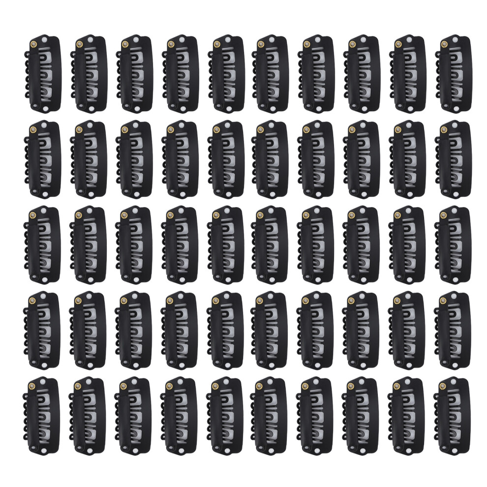Durable 50pcs Stainless Steel 2.8cm Black Wig Clips for Hair Extensions