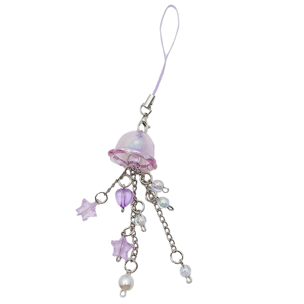 Acrylic Phone Strap Keychain With Round Bead Lanyard, Crystal Bead Pendant, Star And Heart Charms, Phone Chain T1 9347817390988