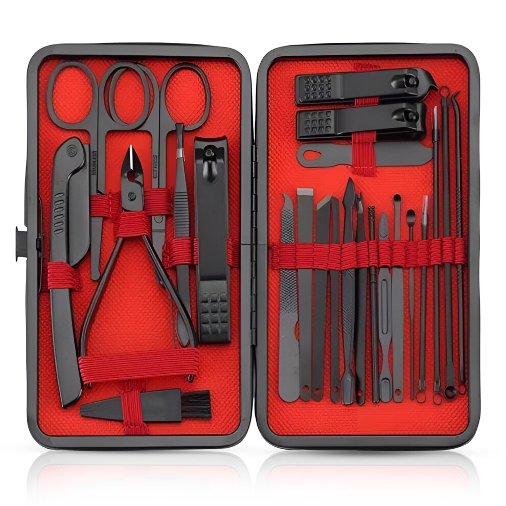 24Piece Stainless Steel Manicure and Pedicure Set, Professional Nail Care Kit with Travel PU Case