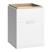 White bedside table with 2 drawers and wooden top - 4you