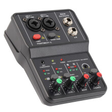 USB 2-Kanal Audio-Mischpult mit Phantomspeisung 48V für Musikaufnahme & Karaoke
