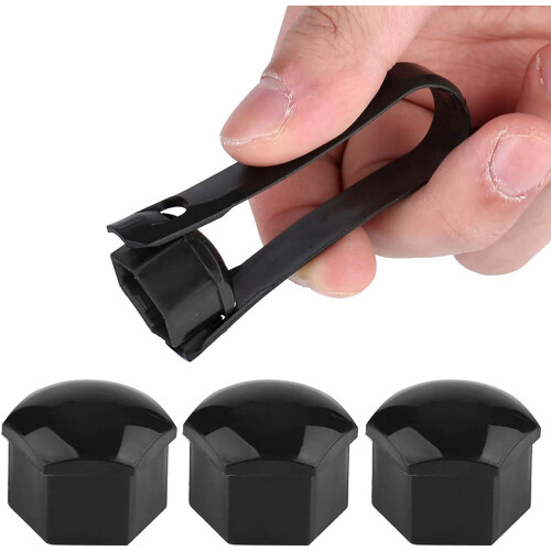 Wheel Nut Covers 20Piece Set 17/19/21mm With Removal Tool AntiTheft Black 19mm 1