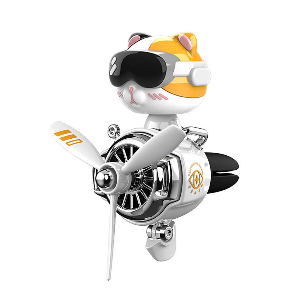 Cute Pilot Cat Car Air Freshener With Rotating Propeller Diffuser, Natural Essential Oil Scent 9094768768600