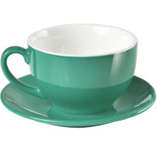 Porcelain Coffee Cup with Saucer 220ml Elegant Design for Cappuccino Latte Tea Cyan