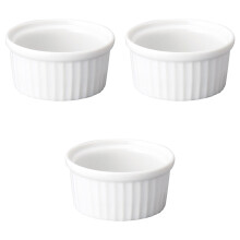 Set of 3 White Ceramic Ramekins 200ml Souffle Baking Dishes for Uniform Portion Control