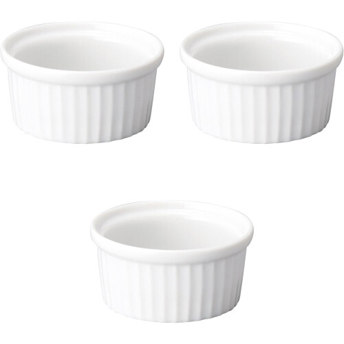 Set of 3 White Ceramic Ramekins 200ml Souffle Baking Dishes for Uniform Portion Control 2