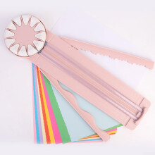 Paper Cutter Portable Rotary Edge Cutter With 12 Blade Styles Pink For Scrapbooking Card Making DIY Projects