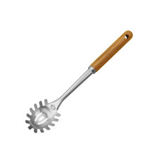 Stainless Steel Spaghetti Spoon with Ergonomic Acacia Wood Handle, Heat Resistant Pasta Server