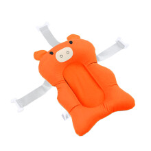 Position de bain pour bébé, coussin flottant, rétractable, coussin de douche mou pour tout-petits, orange