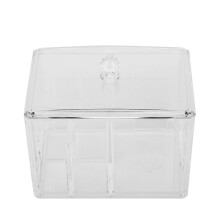 Dispenser de bumbac, cutie de depozitare acrilică transparentă cu capac anti-praf, organizator compact, dar versatil, cutie de depozitare pentru