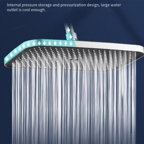 Ceiling Mount Rainfall Shower Head 360 Degree Rotation Large Flow Rectangle Design ABS Material Silver Color 1