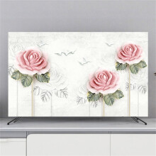 TV Dust Cover 65Inch Universal Stretch Soft Elastic 3D Flower Pattern TV Screen Cover Rose Flower A