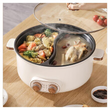 Electric Hot Pot with Divider, Dual Control, 4.5L NonStick Cooker for Dual Flavor Party Meals