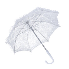 Wedding Lace Umbrella Elegant White Parasol for Bridal Shower and Photography Garden Party