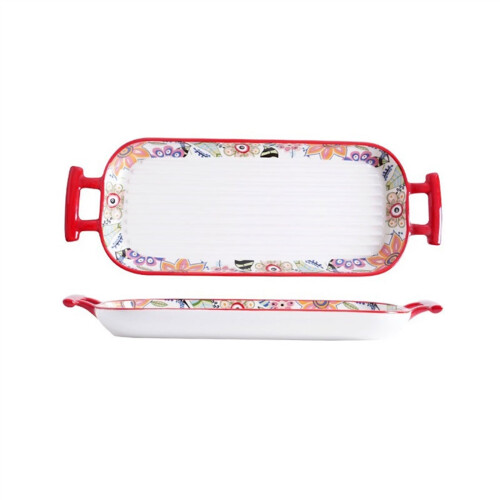 Ceramic Rectangle Baking Dish with Handles, Microwave and Oven Safe Casserole Tray 32.2cm