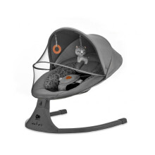Balancelle Transat Bébé Kinderkraft LUMI 2 électrique 2 en 1 balancement latéral 5 vitesses 12 mélodies Gris foncé