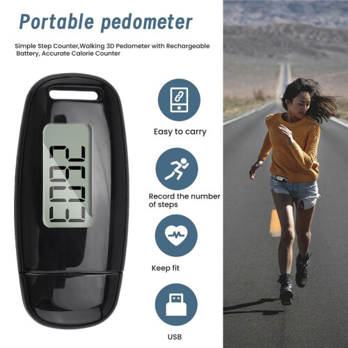 Simple Step Counter,Walking 3D Pedometer with Rechargeable Battery, Accurate Calorie Counter 1