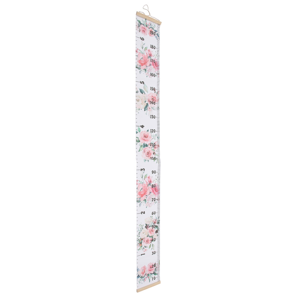 Children Growth Chart Wall Ruler 195cm Wood Frame Cloth Measuring Prop