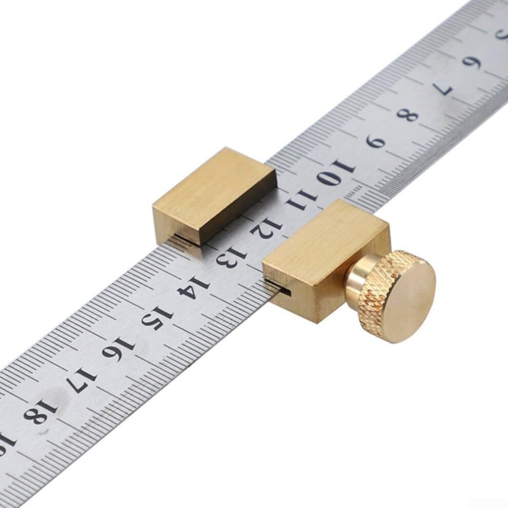 Brass Positioning Block 30 Cm Steel Ruler, Angle Scriber, Marking Gauge Locator For Woodworking And Carpentry Tools 9199774970181