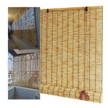 Retro Bamboo Roll Up Shade Natural Reed Blinds Handwoven 90x145 CM (35.4x57.1 IN) Indoor Outdoor Kitchen Office Privacy