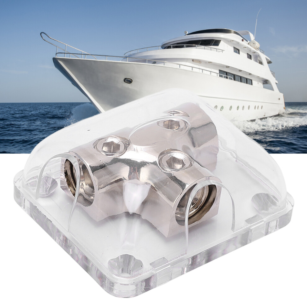 Car Boat 2 Way Power Distribution Block 0Ga Chrome Plated Zinc Alloy 1 In 2 Out 8711375078489