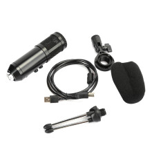 USB Broadcast Microphone with RGB Lighting Effects, High Sensitivity Diaphragm for Crystal Sound and Effortless Controls, Plug and Play Mic for Stream