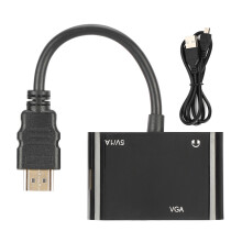 Audio Video Cable With HDMI Repeater Function, High Definition Resolution Support Portable HDMI VGA Converter Adapter For Laptop Plug And Play Built