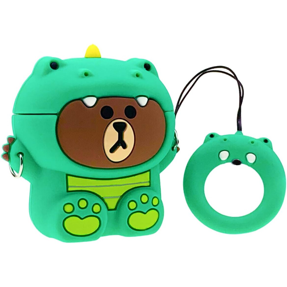 Kawaii Cool Character Airpod Case Compatible Airpods 1 2, Cute Cartoon Fun Funny 3D Animal Kids Girls Teens Cover, Stylish Fashion Soft Silicone Skin 9012494156843