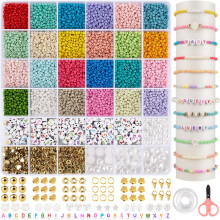 Beads for Bracelets Pastel 3 Mm, Jewelry Making Kit With Letter Beads, DIY Bracelet and Necklace Kit For Adults