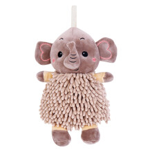 Puff Ball Towels Hangable Absorbent Baby Hand Towel Brown Elephant Print For Bathroom Spa Kitchen Poolside Beach