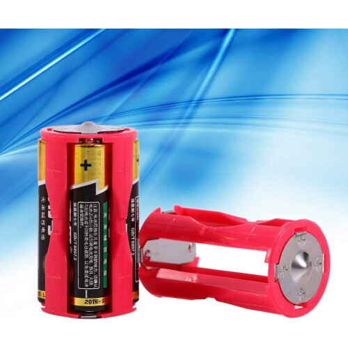 AAA to C Size Battery Adapter Converter, 4Piece, Solid Red Box Kit For Electronics And Emergencies 1