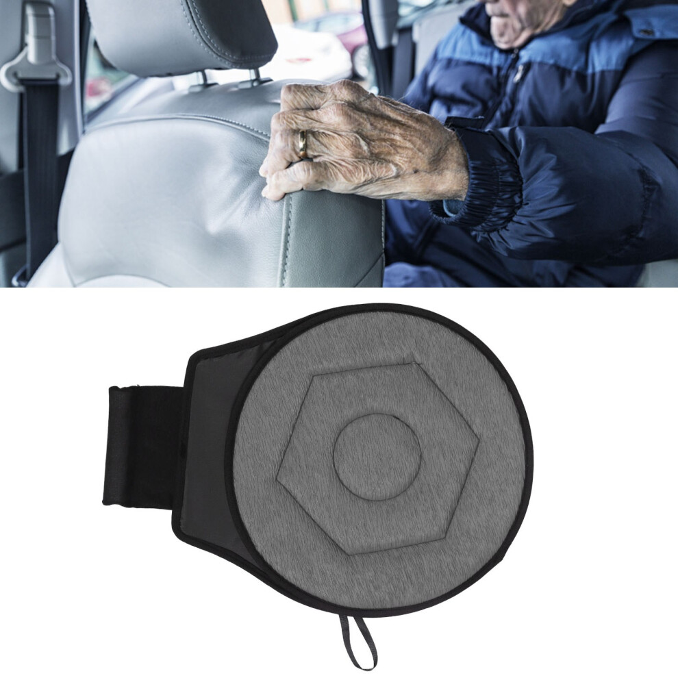 Grey Geometric Rhombic Round Car Cushion 360 Swivel Seat For Elderly Portable