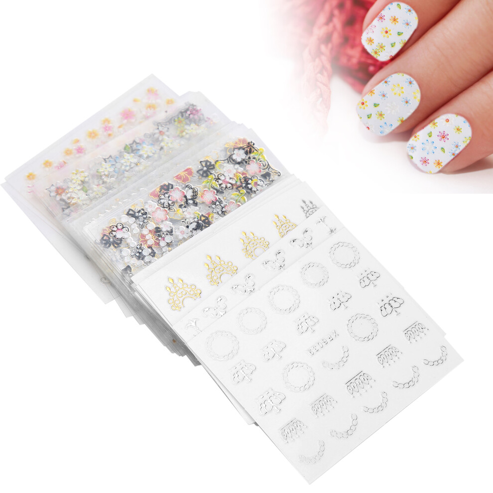 DIY Nail Art Decals 50 Sheets Floral Patterns Self Adhesive Stickers