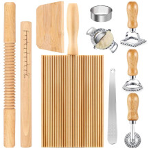 Pasta Making Tools 5PCS Wooden Gnocchi Board Set with Rolling Pin Ravioli and Dough Cutter Kitchen