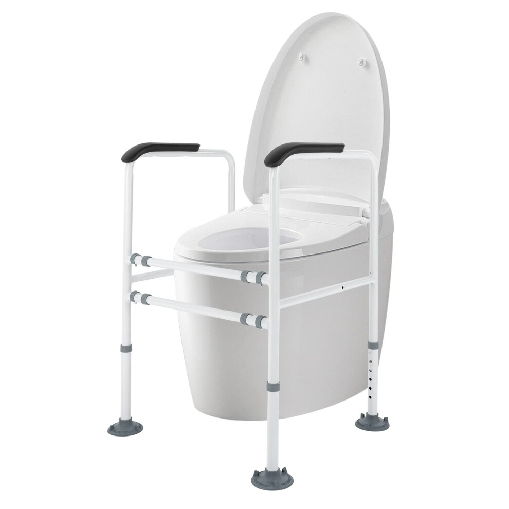 Toilet Safety Rack With Adjustable Armrests And NonSlip Suction Cups, Load Capacity 249.1 Lbs, For Elderly And Disabled