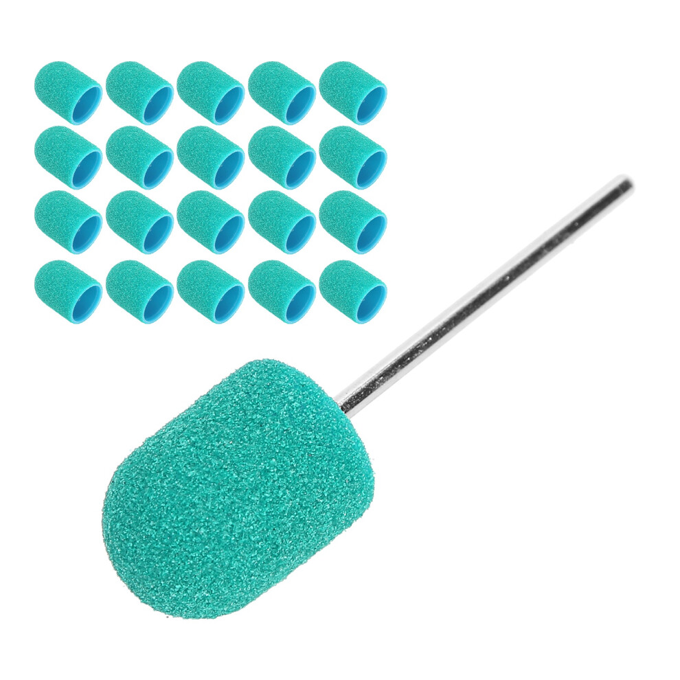 Green Nail Sanding Band Drill Bit Set - 10x15mm Fine Sandpaper