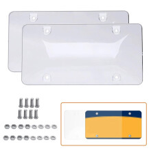 License Plate Shield Cover 2Pack Clear, Tinted Tag Protector With Plastic Frame, Universal Fit