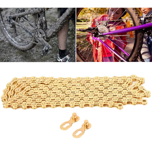 10 Speed Gold Bicycle Chain 116 Links with Quick Install Links