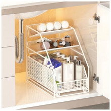 Under Sink& Kitchen Spice Rack 2Tier PullOut Drawer, Countertop Snack Display Stand, Home & Office, Black Small, White