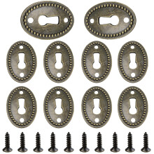 10PCS Oval Antique Brass Keyhole Cover Escutcheon for Cabinet Drawer Furniture with Screws