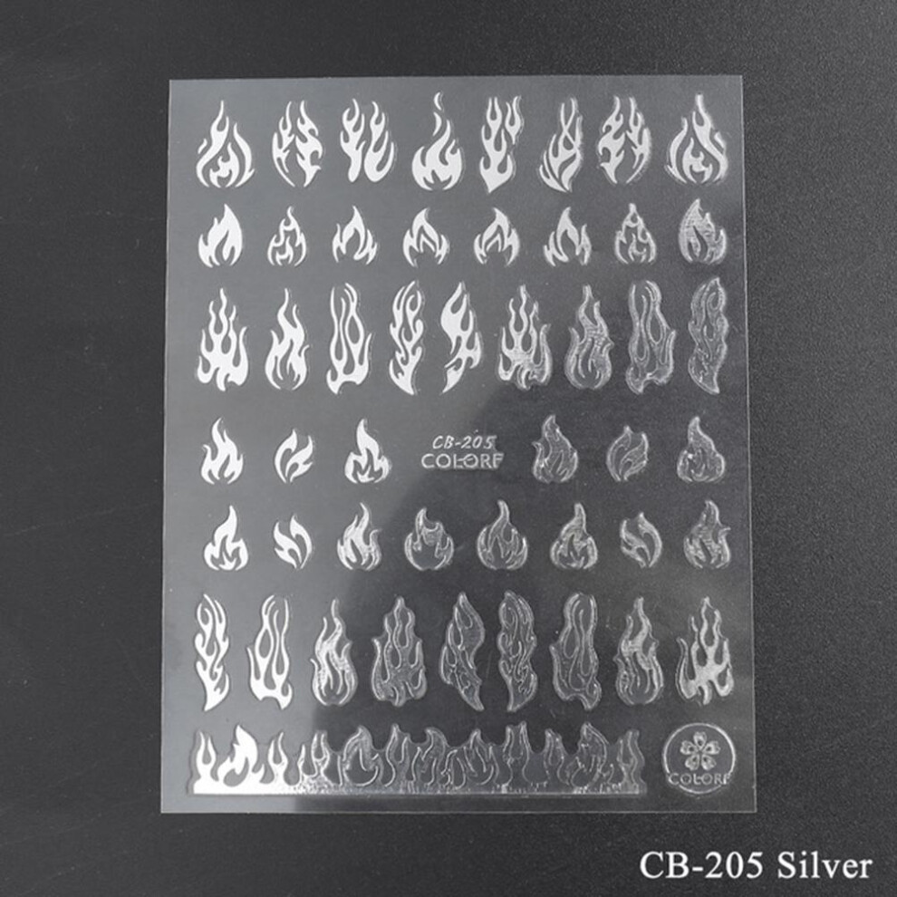 Flame Nail Art Decals, Self-Adhesive Nail Stickers, Nontoxic, 10.5x8cm